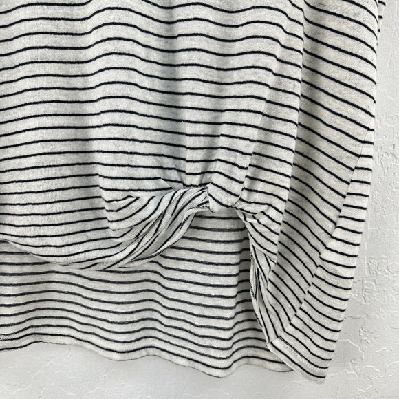 ALLSAINTS All Saints LINEN Cotton TOP T SHIRT Womens Striped Twist Hem S Relaxed - Picture 2 of 7